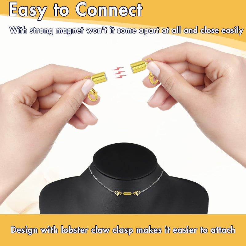 Bonison 12 Pack Magnetic Necklace Clasps and Closures. Necklace Jewelry Extender with Strong Magnet. Magnetic Necklace Clasp for Jewelry Necklace Bracelet Making. Gold and Silver Plating (Regular) - Image 3